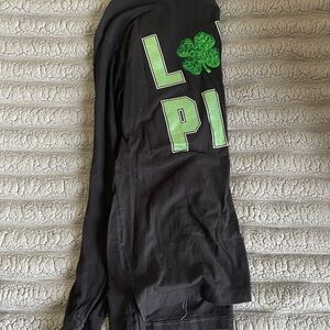 PINK Victoria's Secret Black Shirt with Green Design